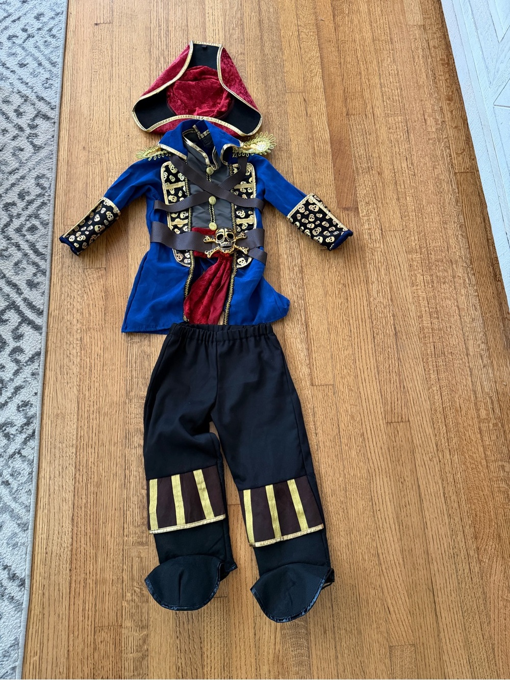 Blue and Black Pirate Costume for Kids with Gold Accents